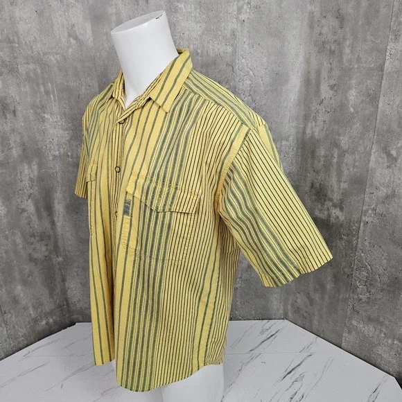 Vintage 90s Introspect Sportswear Striped Shirt Mens L Yellow Cotton Retro Y2K‎ - Picture 5 of 9